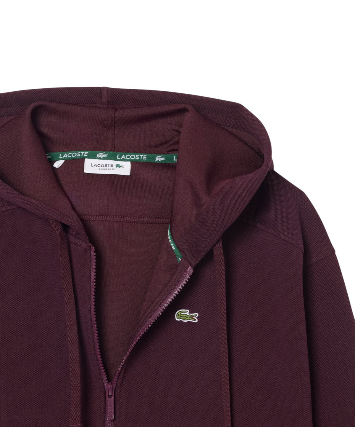 Felpa Lacoste con Zip e Cappuccio in Piqué Double Face