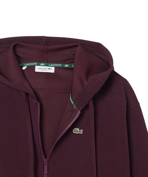 Felpa Lacoste con Zip e Cappuccio in Piqué Double Face