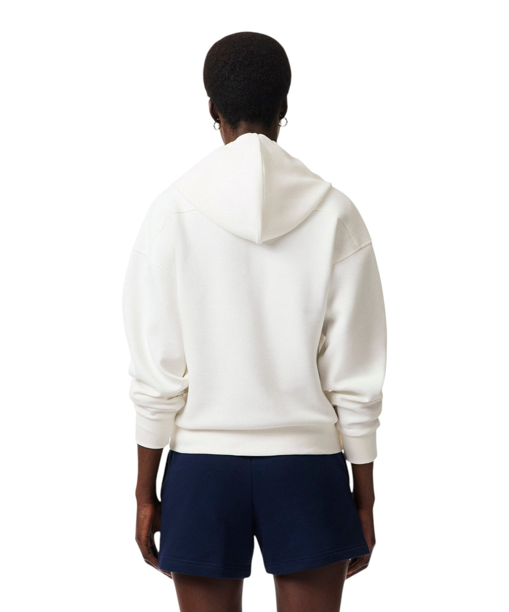 Felpa Lacoste con Zip e Cappuccio in Piqué Double Face