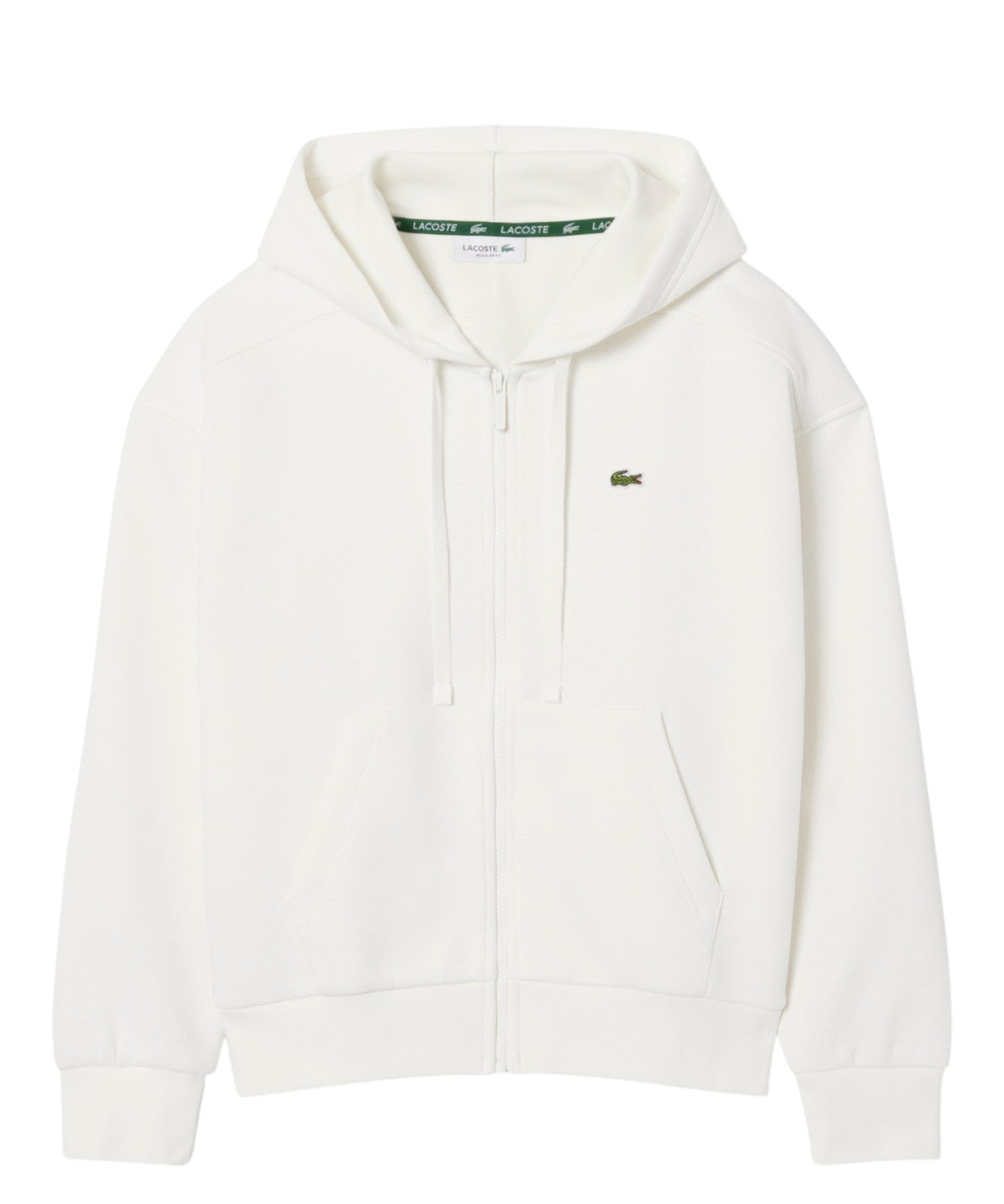 Felpa Lacoste con Zip e Cappuccio in Piqué Double Face