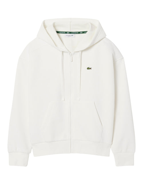 Felpa Lacoste con Zip e Cappuccio in Piqué Double Face