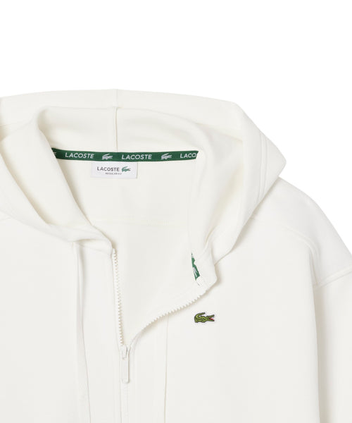 Felpa Lacoste con Zip e Cappuccio in Piqué Double Face