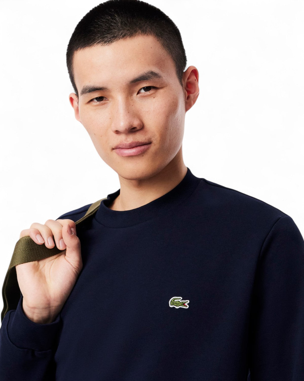 Felpa Girocollo in Pile con Logo Ricamato-LACOSTE-Felpe-Vittorio Citro Boutique