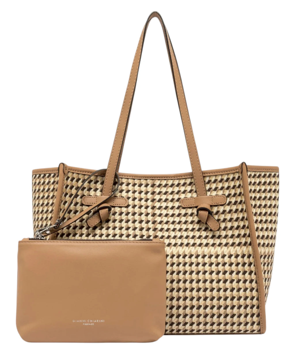 Marcella Gianni Chiarini Pied de Poule Fabric Shopping Bag with Pouch
