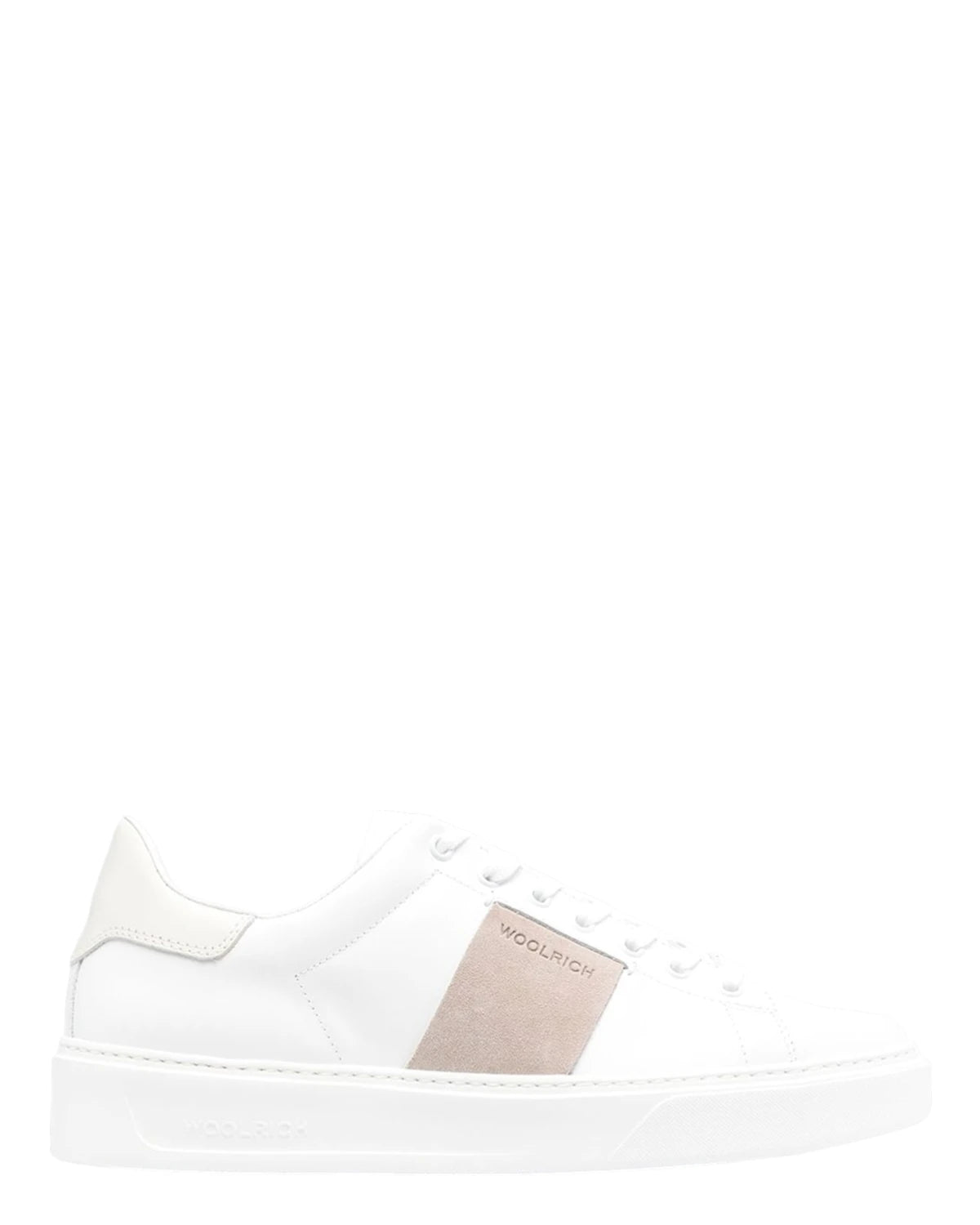 Sneakers Woolrich Uomo in Pelle Bianca e Suede