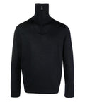 Maglione collo alto con zip parziale in lana vergine rasata con dettaglio ricamo logo-Emporio Armani-Polo-Vittorio Citro Boutique