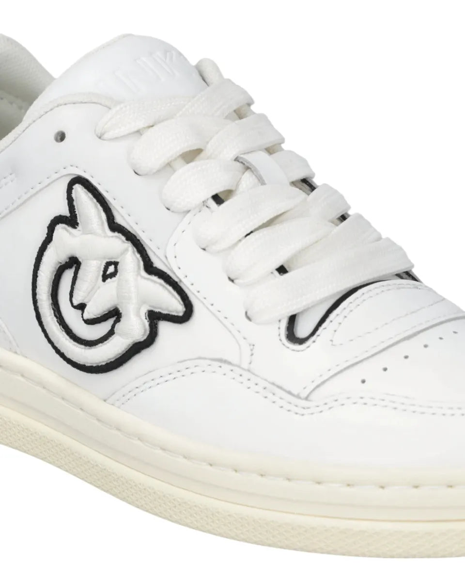 Sneakers Flat in Pelle con Logo Ricamato-Pinko-Sneakers-Vittorio Citro Boutique