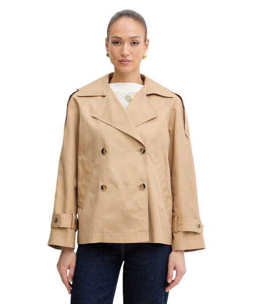 Korte trenchcoat Twinset voor dames van elegant katoen