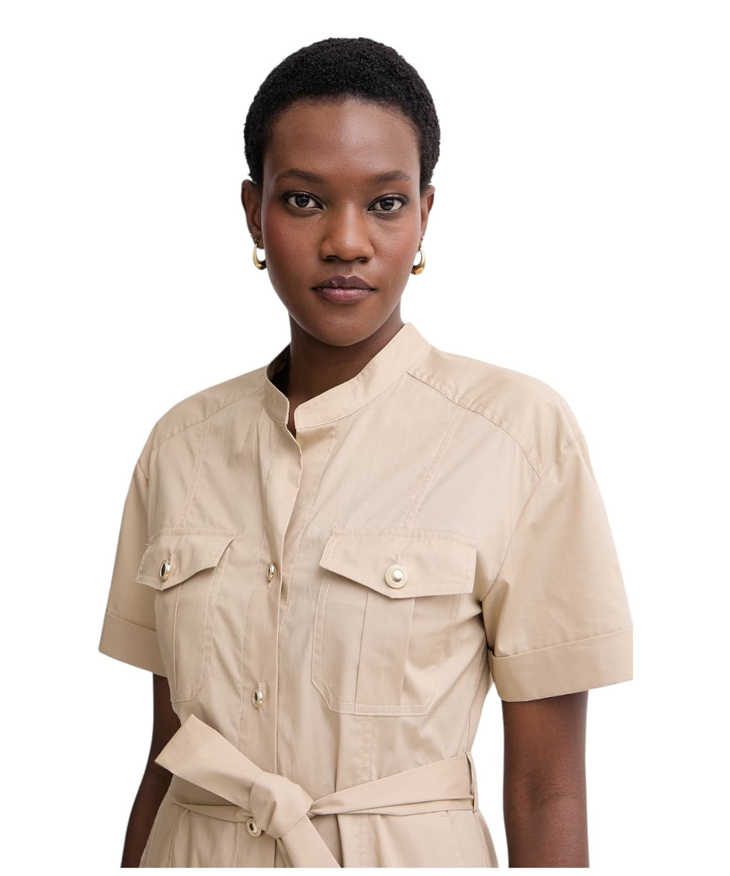 Midi Cotton Shirt Dress with Elastane Twinset