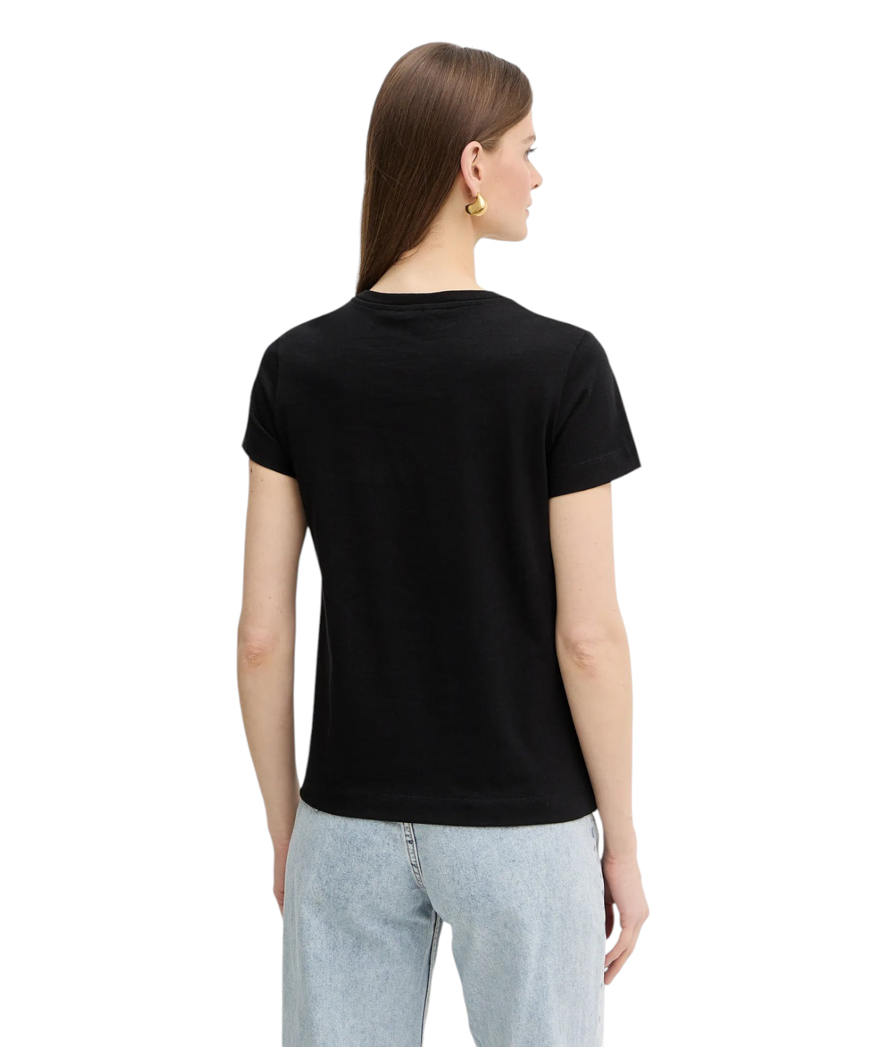 T-Shirt PINKO Bussolotto Cotone con Logo Ricamato