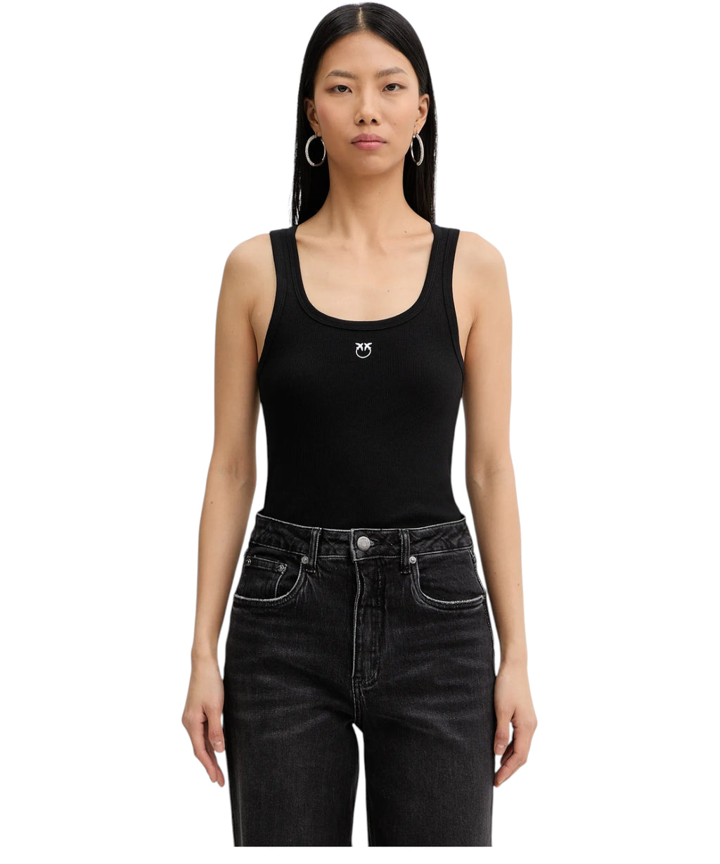 Canotta Calcolatore in Cotone Stretch PINKO con Logo Love Birds