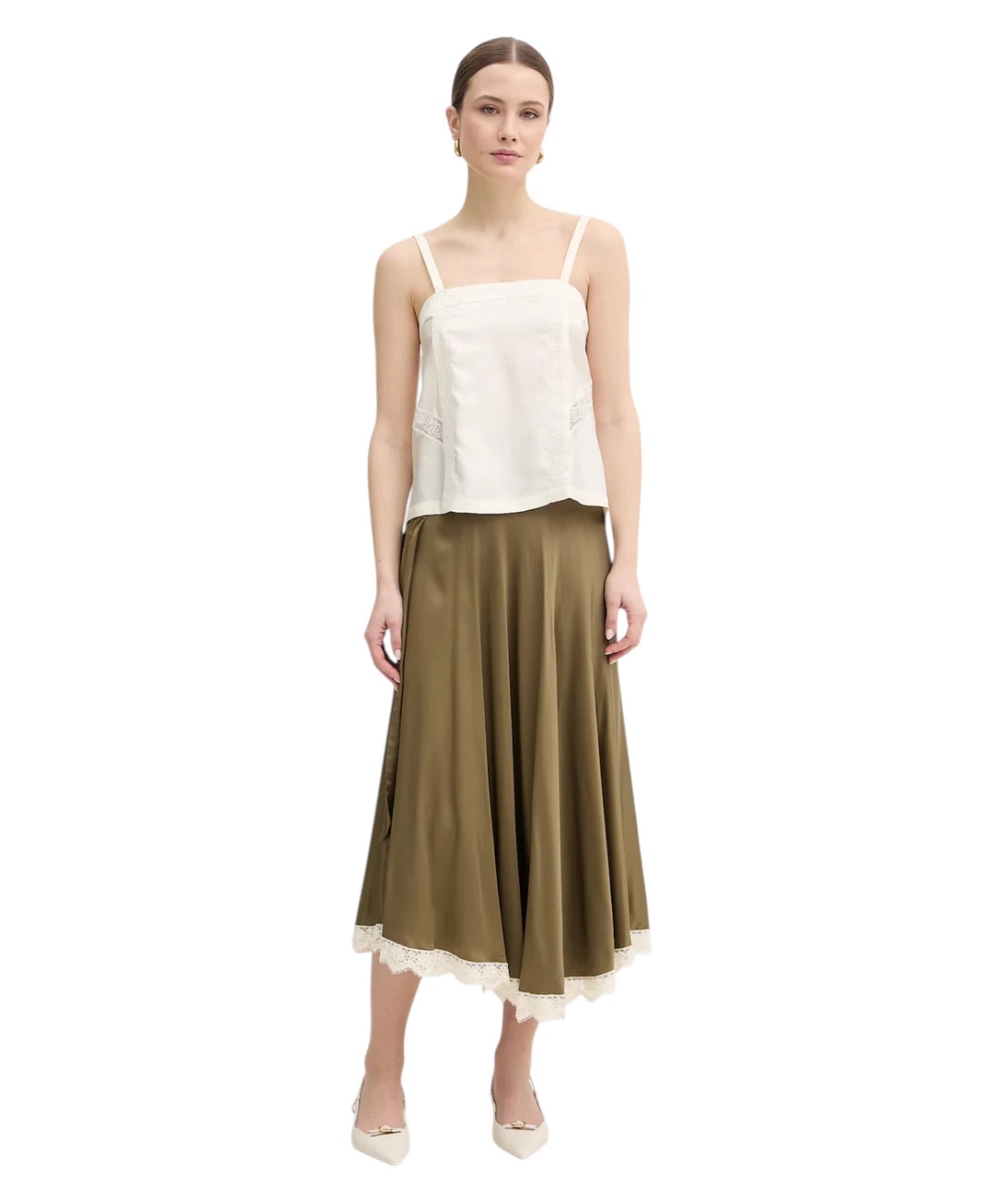 Top Marella VINO in Seta con Inserti in Pizzo