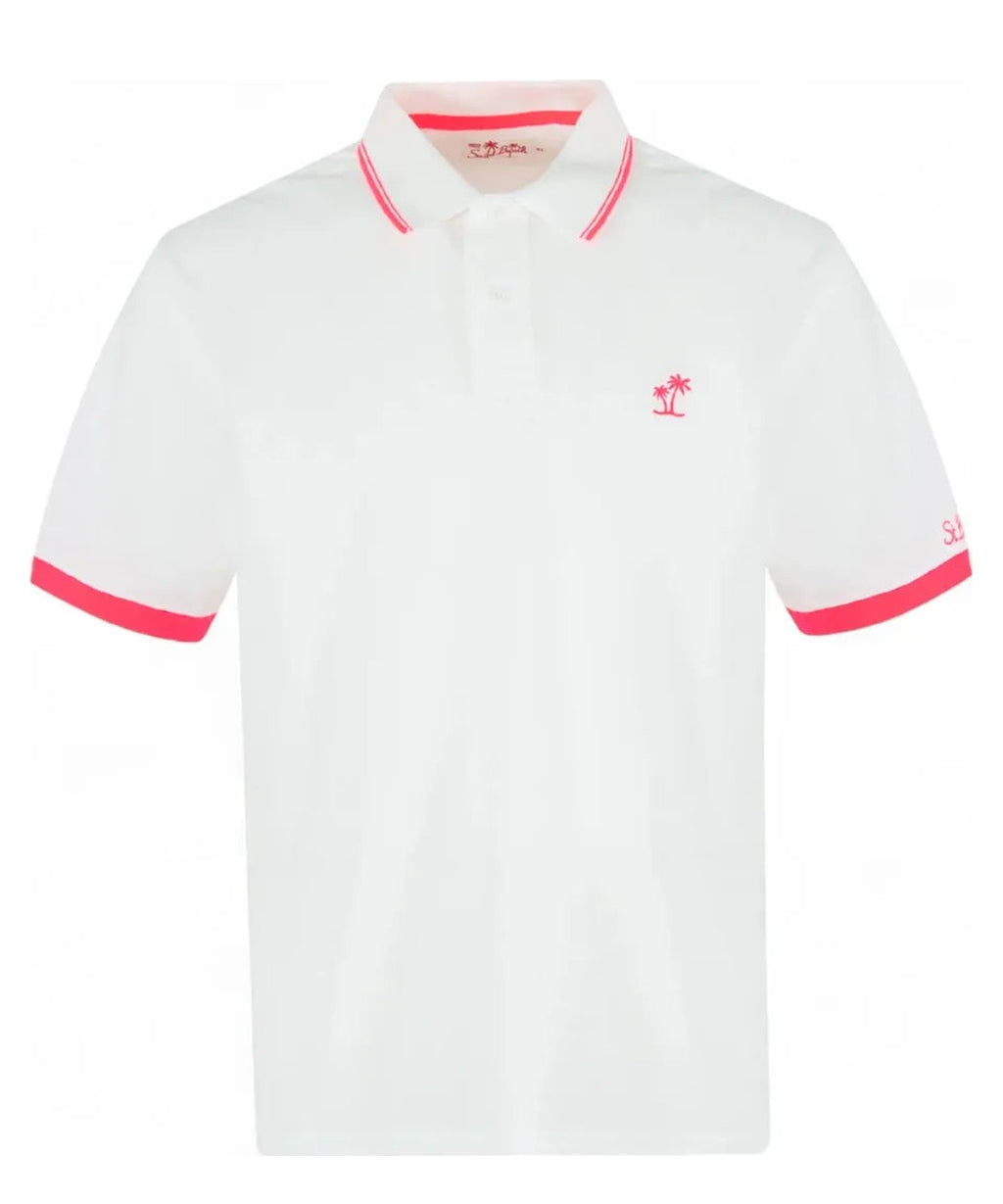 Polo in piquet bianco con ricamo di palme-Polo-Mc2 Saint Barth-Vittorio Citro Boutique