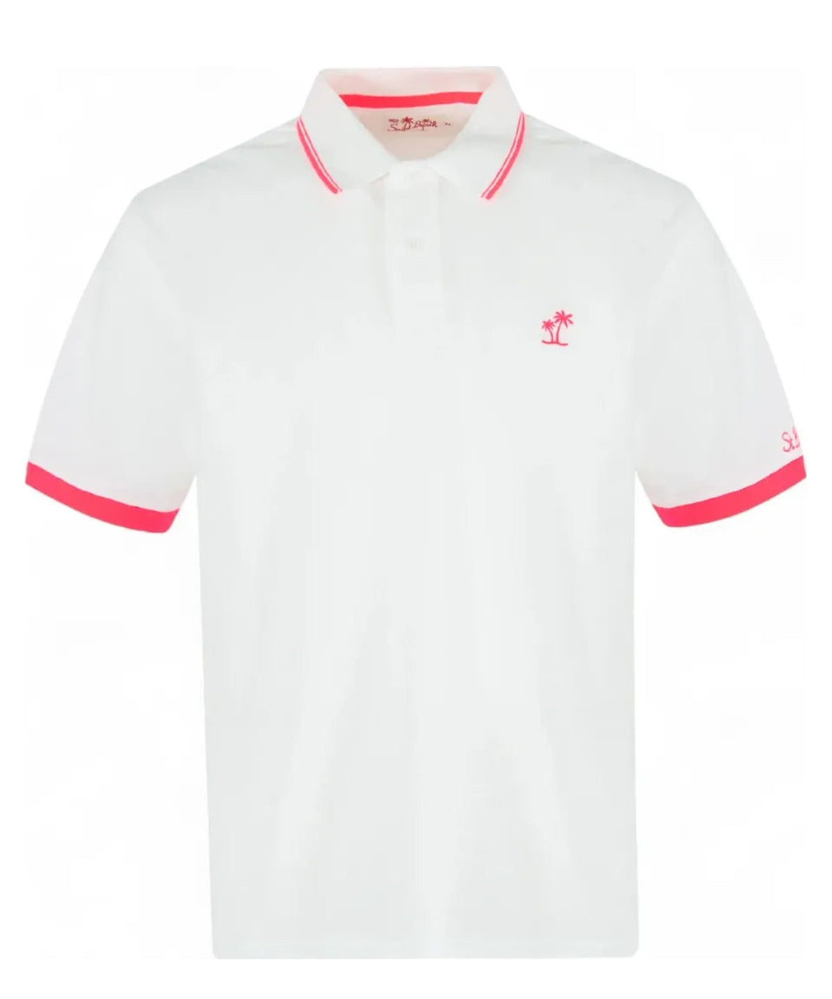 Polo in piquet bianco con ricamo di palme-Polo-Mc2 Saint Barth-Vittorio Citro Boutique