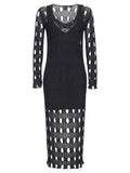 Abito Lungo Elegante in Maglia Traforata con Sottoveste-Pinko-Abiti-Vittorio Citro Boutique