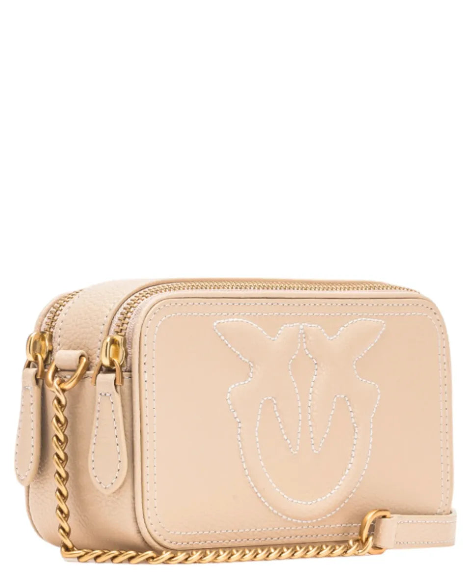 Borsa a Tracolla Piccola in Pelle con Logo Love Birds in Rilievo-Pinko-Pochette-Vittorio Citro Boutique