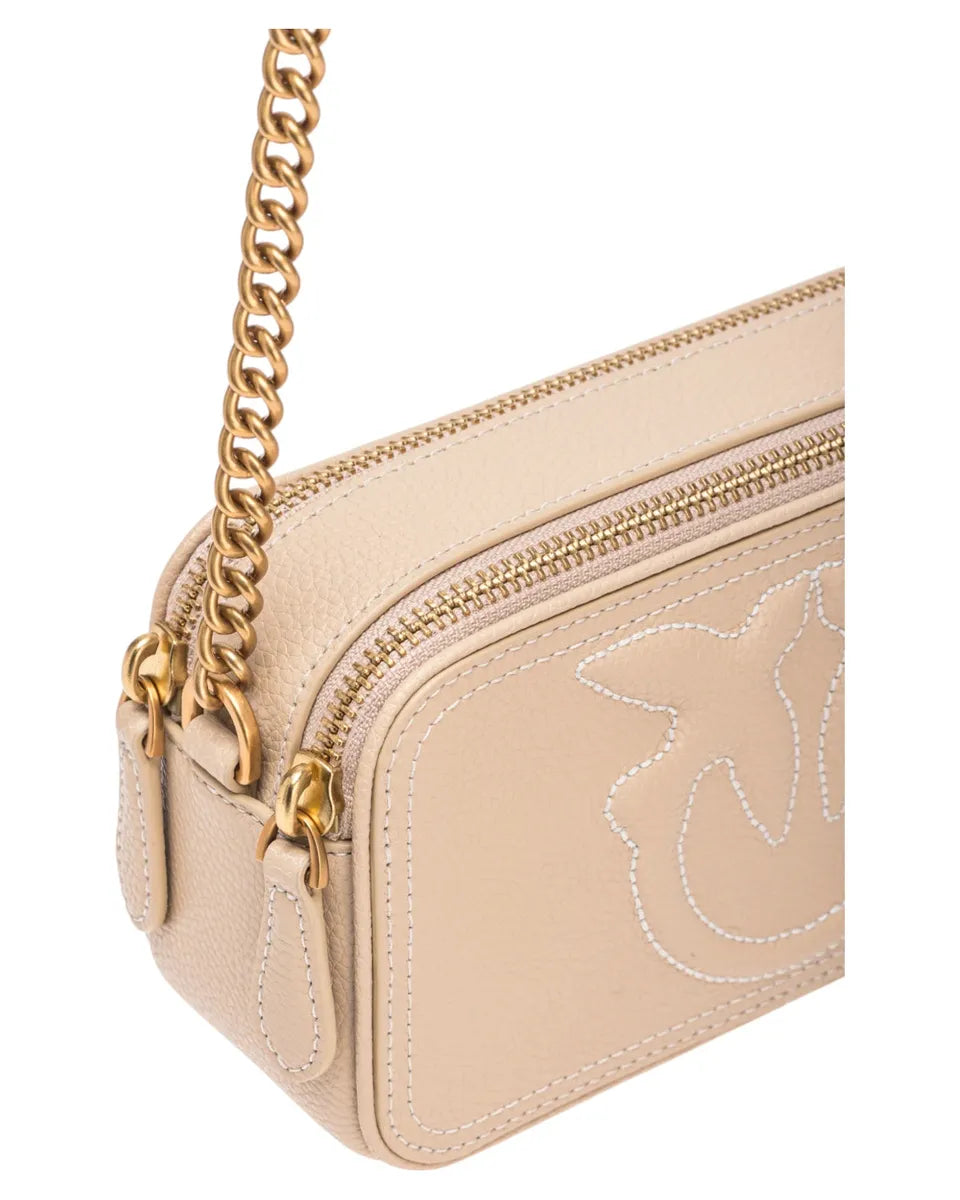 Borsa a Tracolla Piccola in Pelle con Logo Love Birds in Rilievo-Pinko-Pochette-Vittorio Citro Boutique