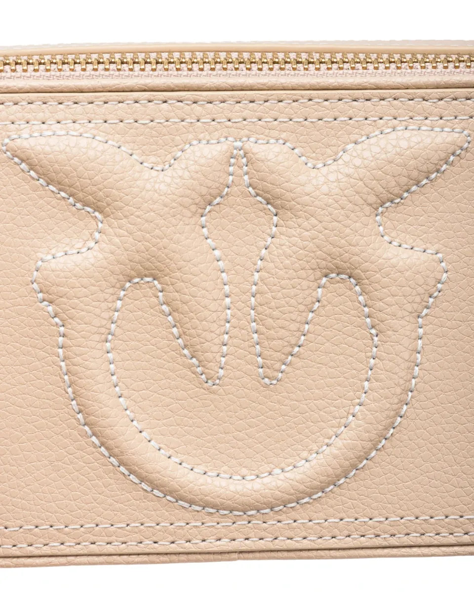 Borsa a Tracolla Piccola in Pelle con Logo Love Birds in Rilievo-Pinko-Pochette-Vittorio Citro Boutique