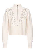 Maglione Bombay in Écru con Collo a Lupetto e Cristalli-Pinko-Maglieria-Vittorio Citro Boutique