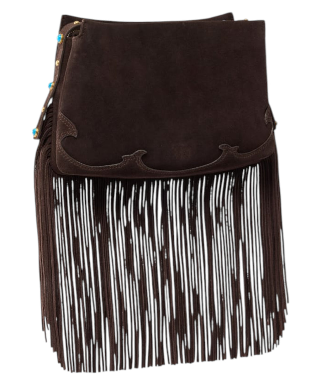 Pinko Triplet Mini Tas in Suède met Franjes