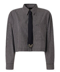 Camicia Crop Pinko Carlina in Cotone Tinto Filo