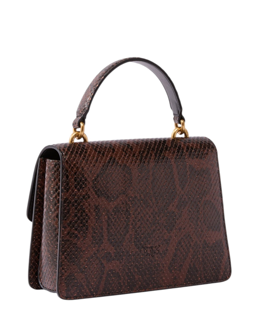 Borsa mini light Pinko in pelle pitonata e tracolla