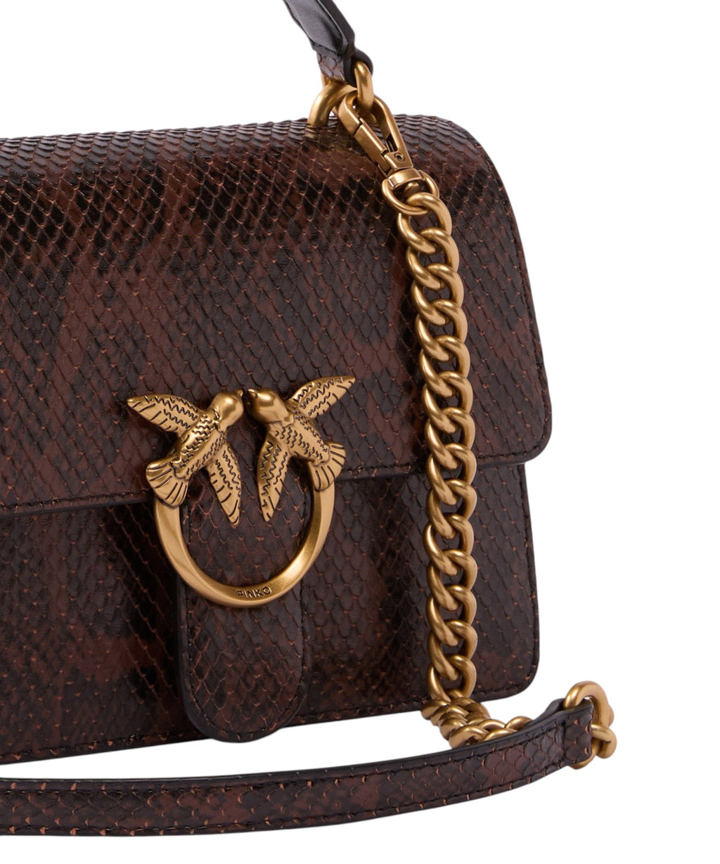 Borsa mini light Pinko in pelle pitonata e tracolla