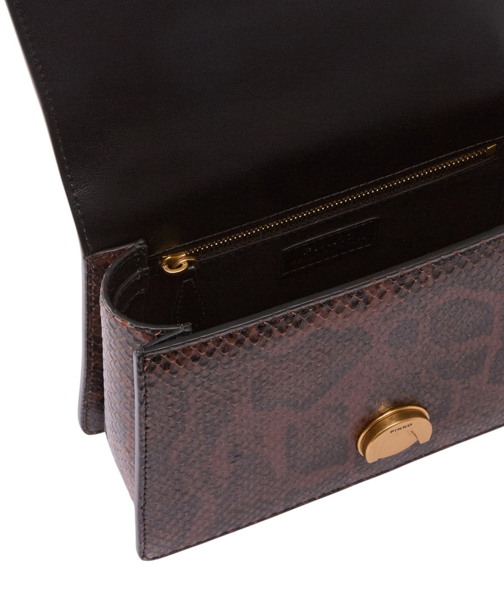 Borsa mini light Pinko in pelle pitonata e tracolla