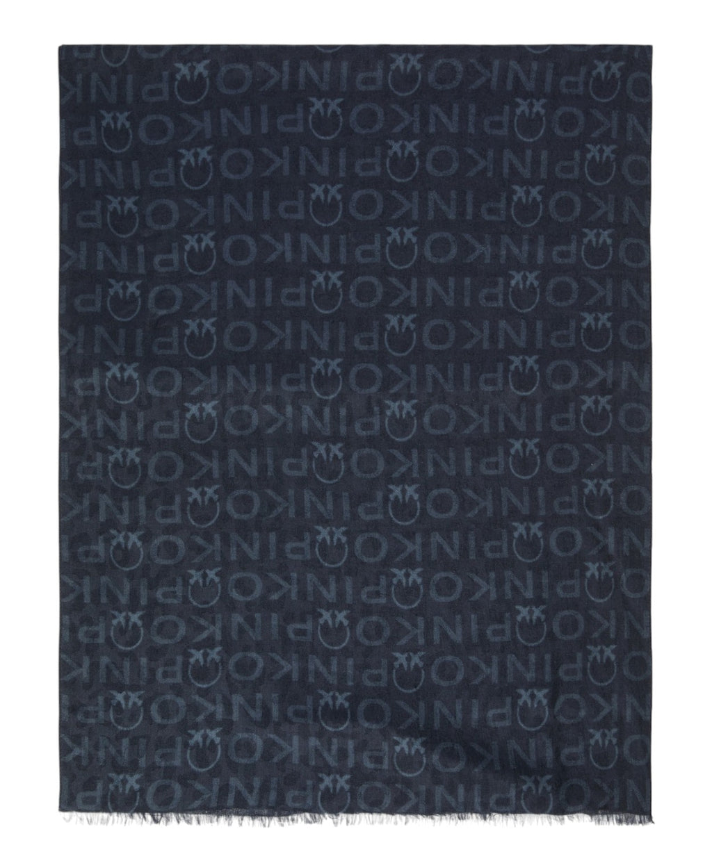 Sciarpa Pinko con Logo All Over e Frange