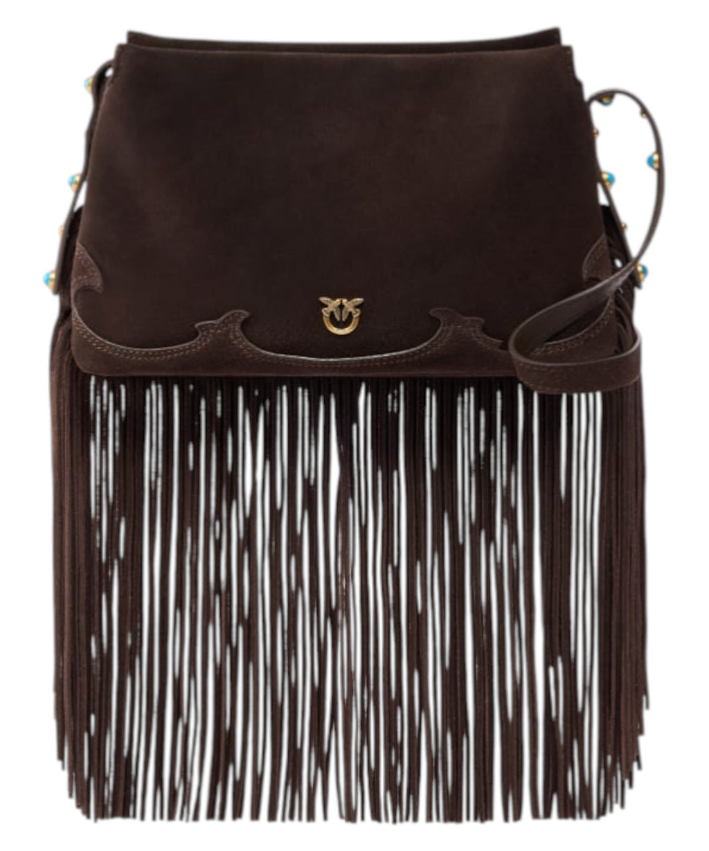 Pinko Triplet Mini Tas in Suède met Franjes