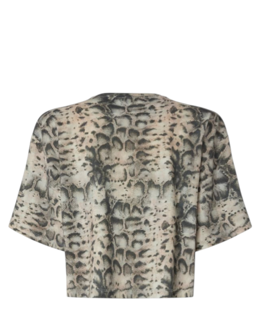 T-shirt Terni Crop Snake Print Pinko met applicaties