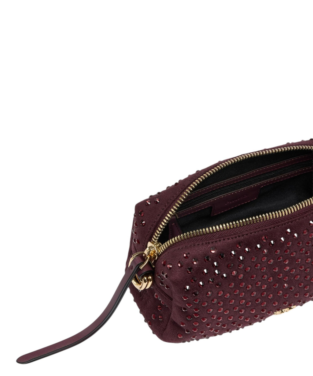Borsa Bauletto Mini Pinko in Suede con Strass