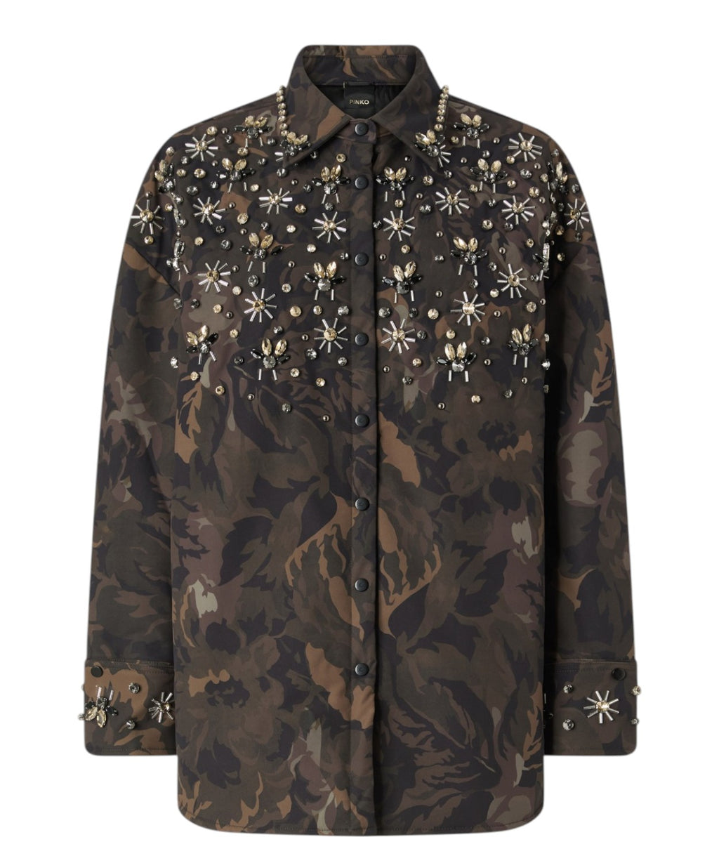 Camicia Pinko Barengo in Stile Camouflage con Applicazioni