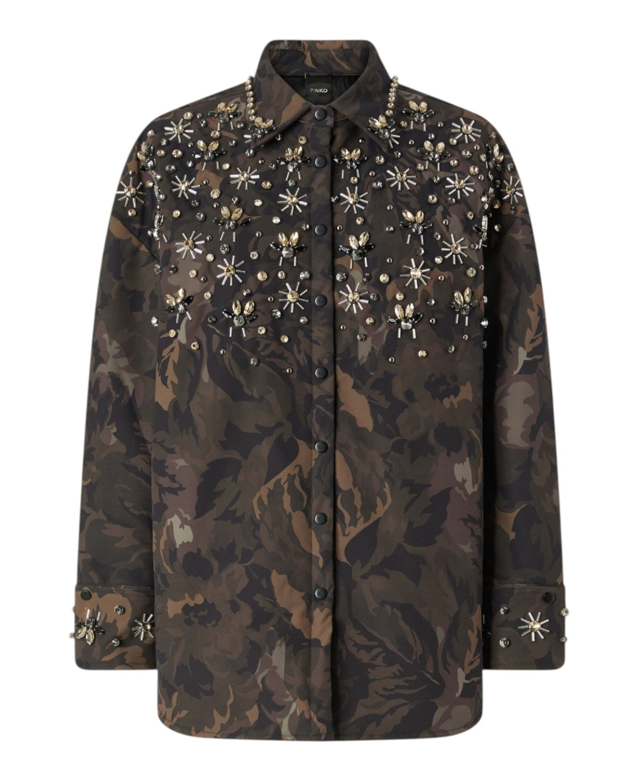 Camicia Pinko Barengo in Stile Camouflage con Applicazioni