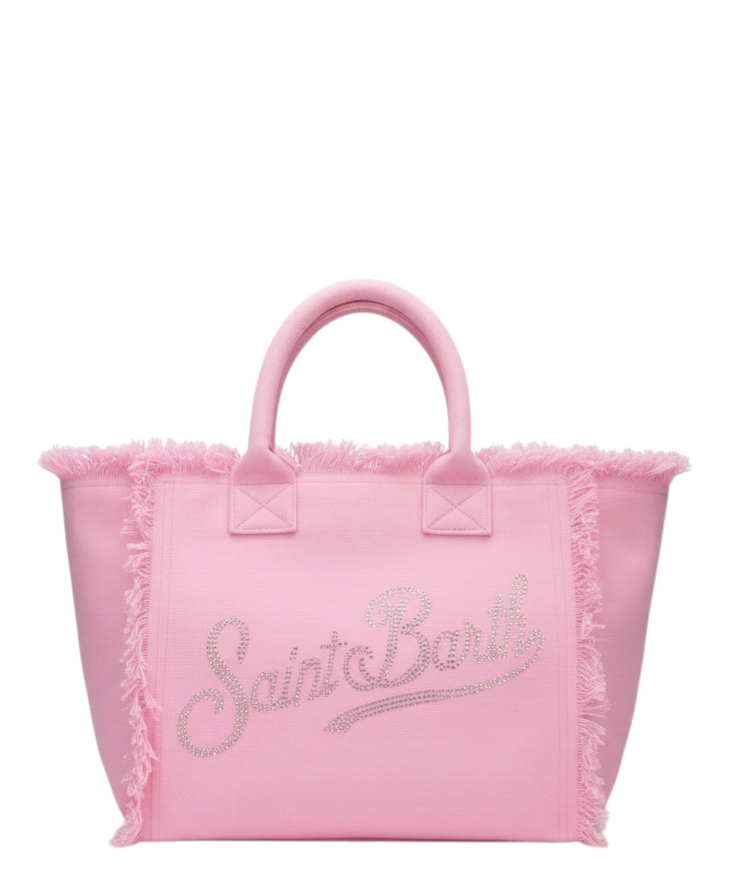 MC2 Saint Barth Vanity Bag in Canvas con Logo Strass