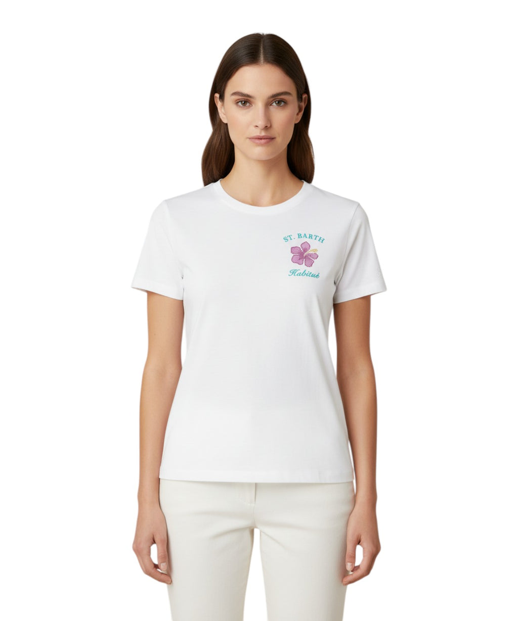 T-shirt Emilie MC2 Saint Barth con Ricamo Strass