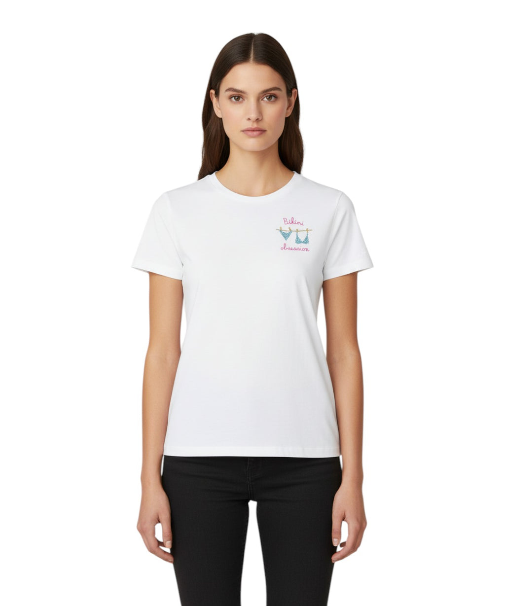 T-shirt Emilie MC2 Saint Barth con Ricamo Strass Bikini Obsession