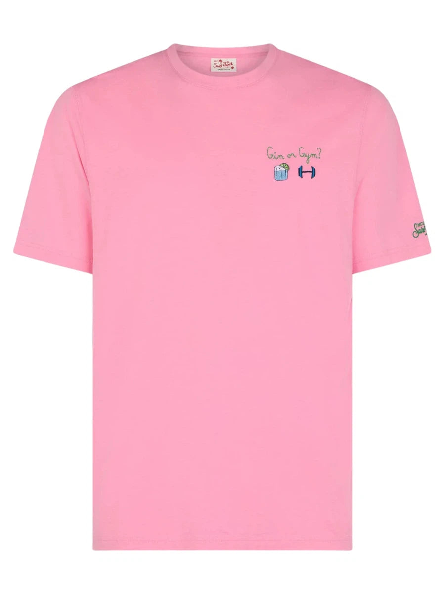 T-shirt Portofino in Cotone Organico con Ricamo "Gin o Gym"-Mc2 Saint Barth-T-shirt-Vittorio Citro Boutique