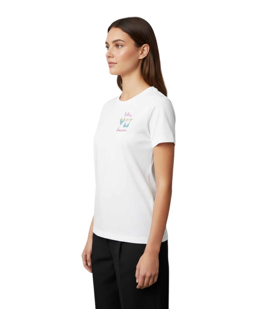 T-shirt Emilie MC2 Saint Barth con Ricamo Strass Bikini Obsession