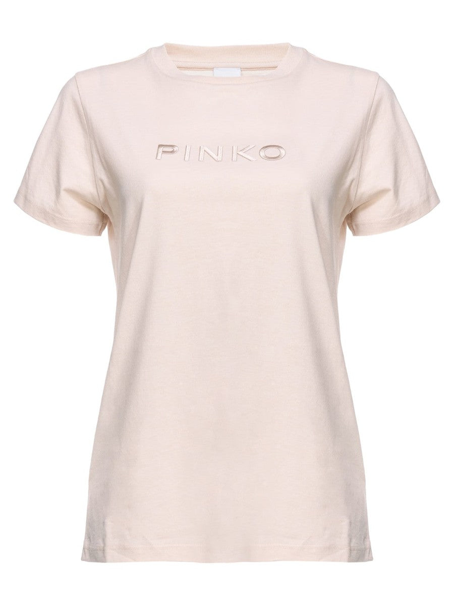 T-shirt in Cotone con Ricamo Logo-Pinko-T-shirt-Vittorio Citro Boutique