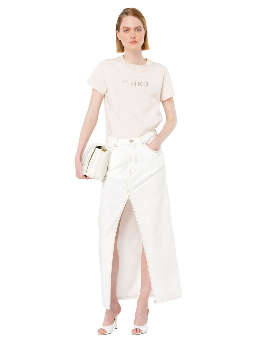 T-shirt in Cotone con Ricamo Logo-Pinko-T-shirt-Vittorio Citro Boutique