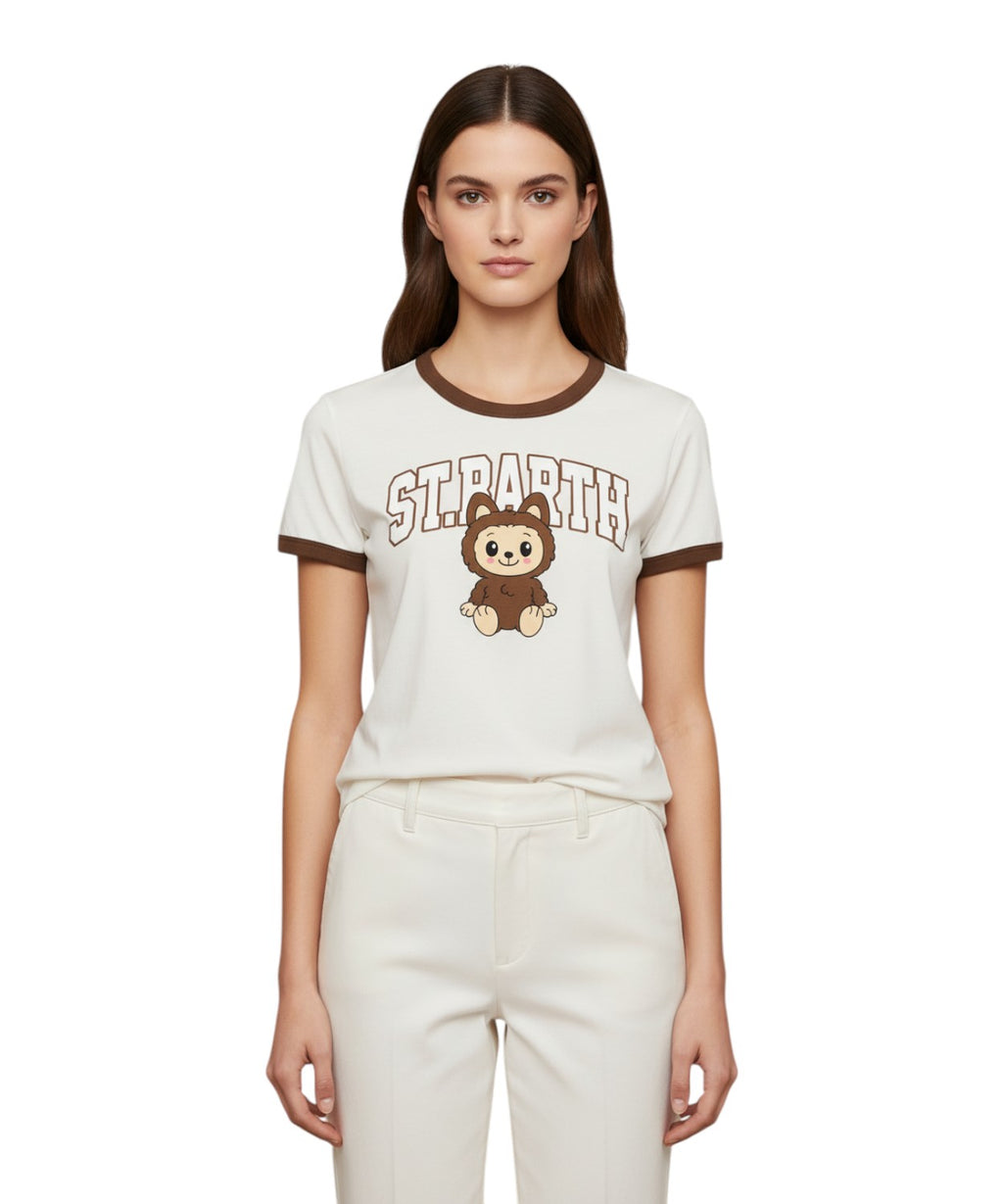 T-Shirt Emilie MC2 Saint Barth mit Labubu-Aufdruck