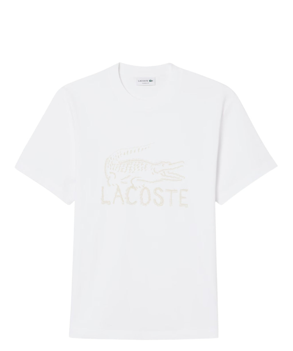 T-shirt i økologisk bomuld fra Lacoste med broderet krokodille