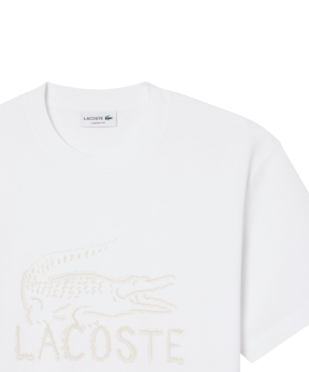 T-shirt i økologisk bomuld fra Lacoste med broderet krokodille