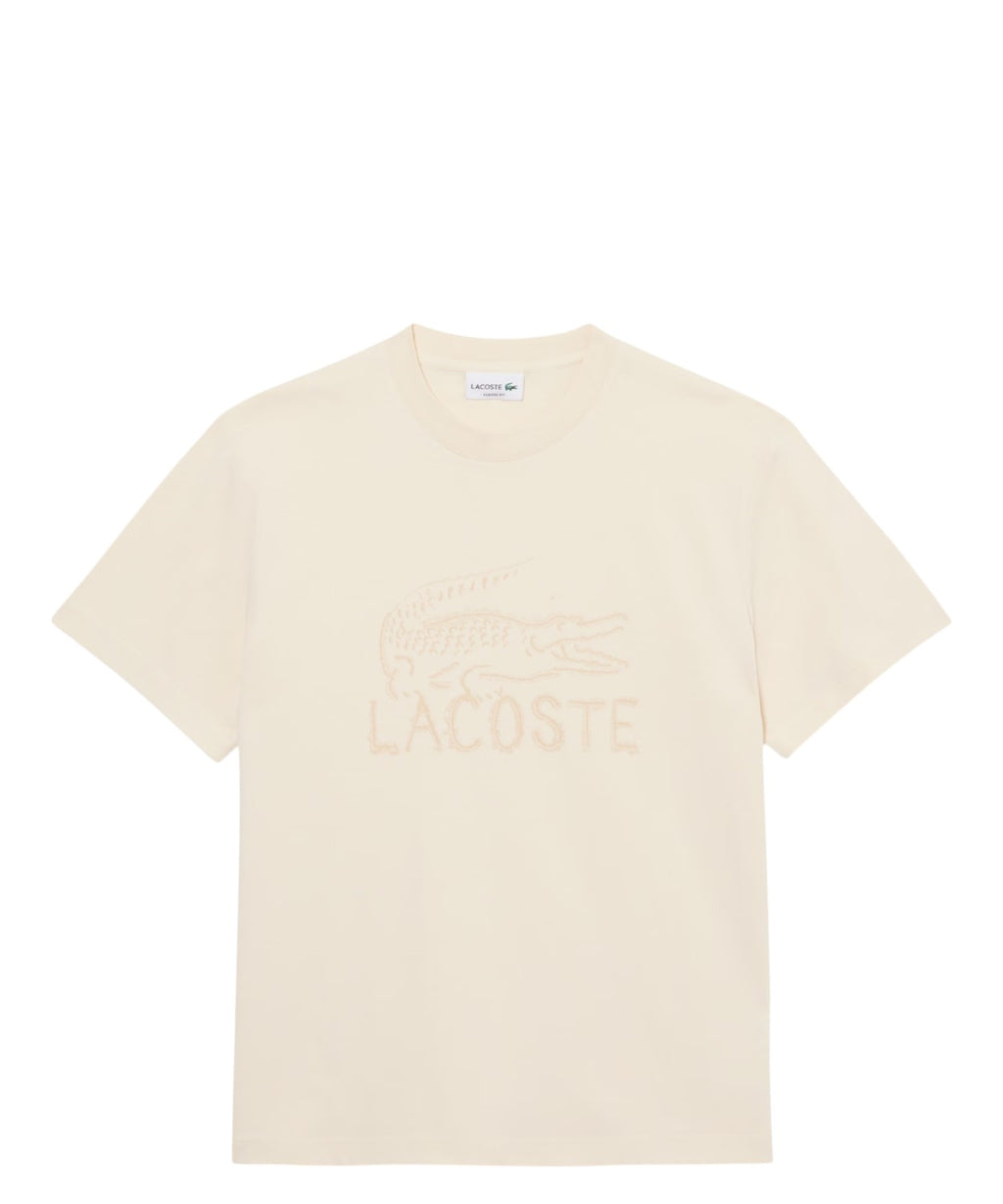 T-shirt i økologisk bomuld fra Lacoste med broderet krokodille