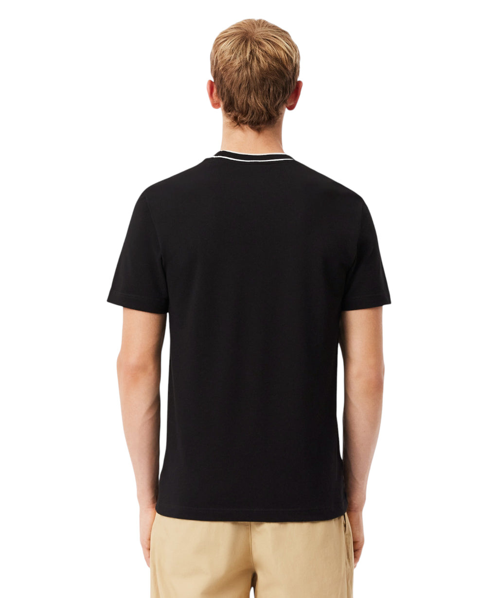 T-shirt Lacoste Piqué Elasticizzato con Colletto a Righe