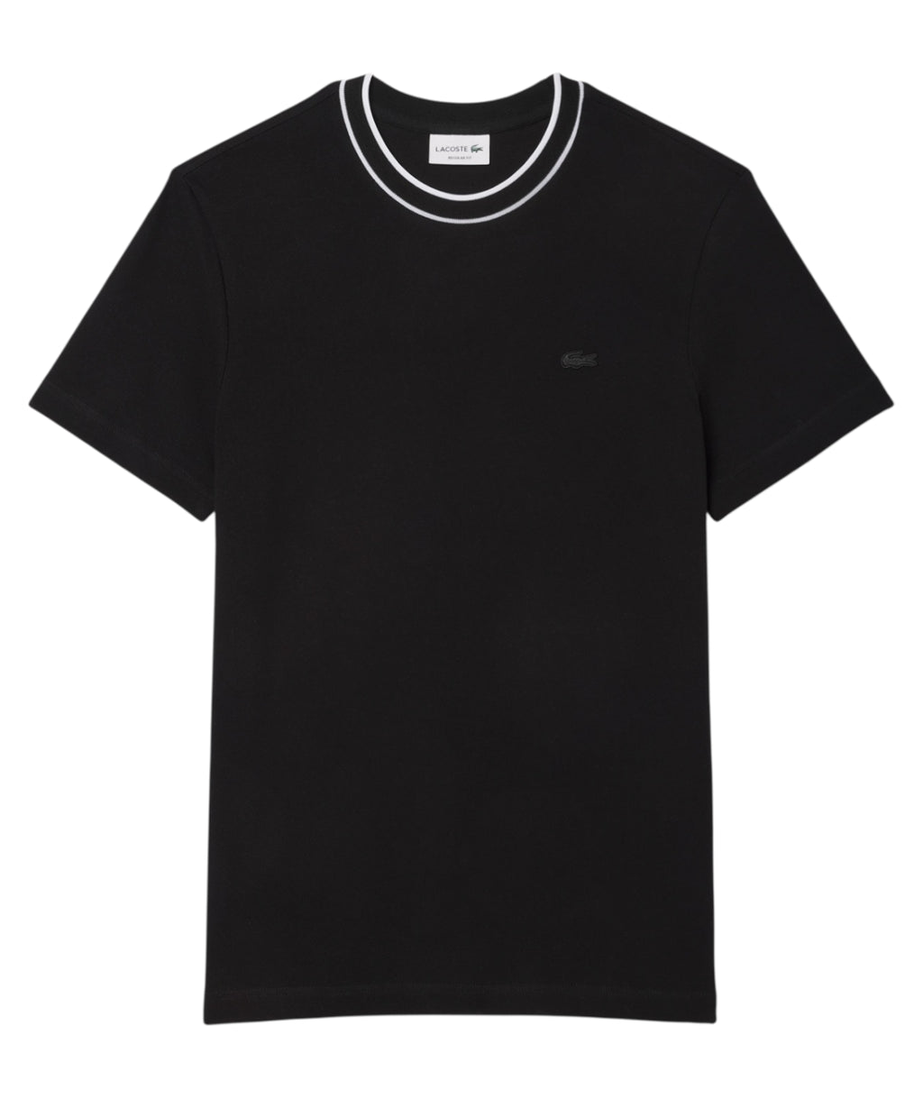 T-shirt Lacoste Piqué Elasticizzato con Colletto a Righe