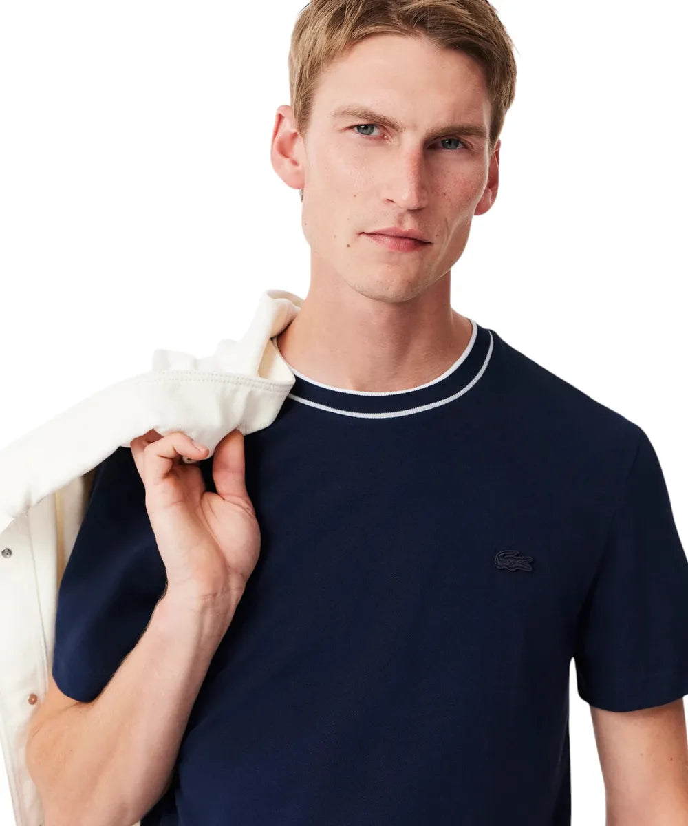 T-shirt Bianca in Piqué Elasticizzato-T-shirt-LACOSTE-Vittorio Citro Boutique