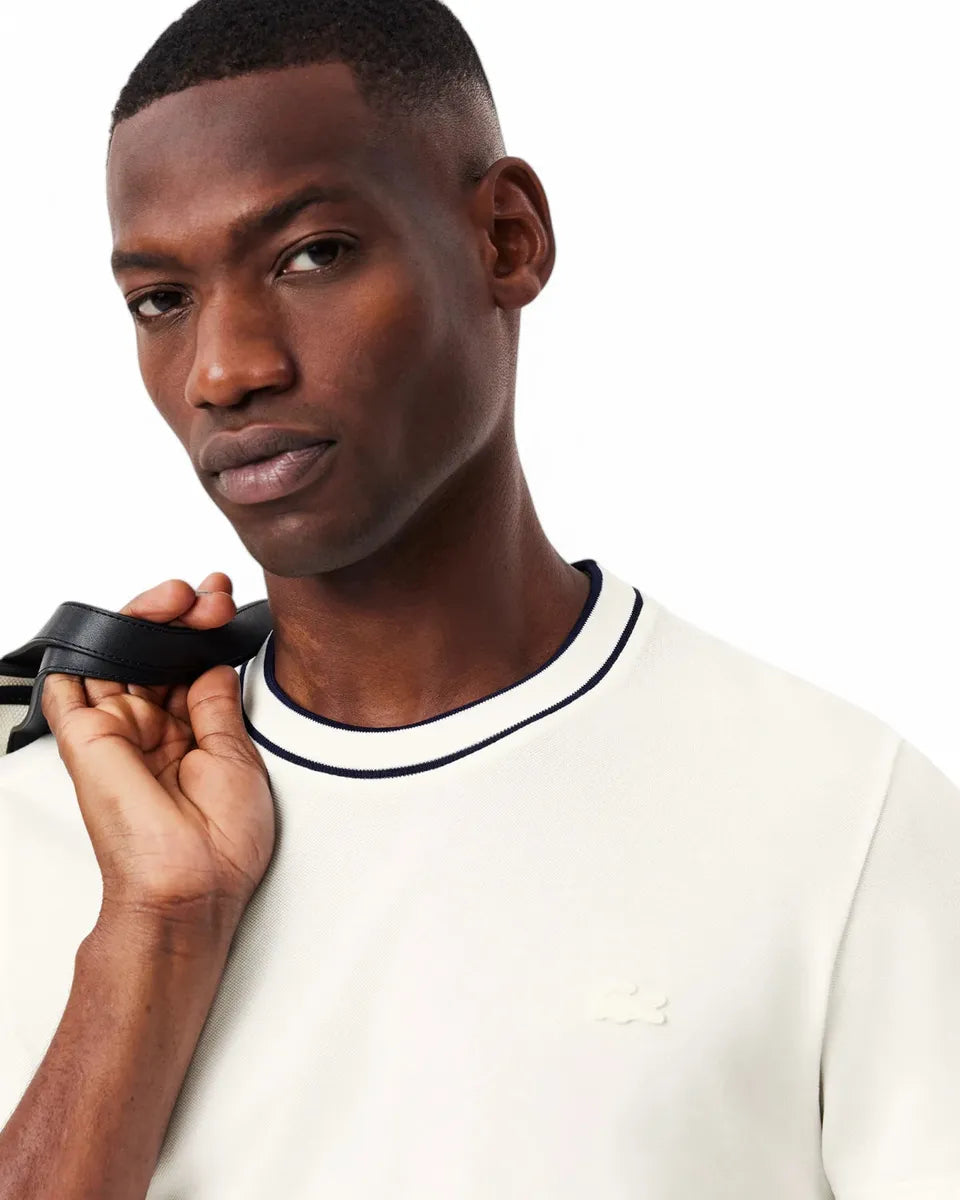 T-shirt Bianca in Piqué Elasticizzato-LACOSTE-T-shirt-Vittorio Citro Boutique