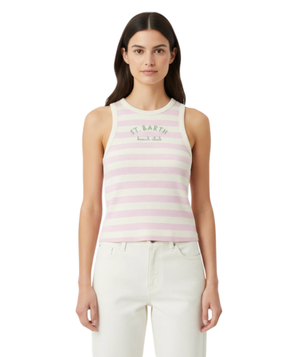Canotta Donna MC2 Saint Barth con Stripes in Cotone